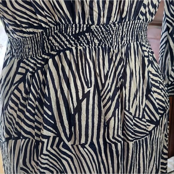 NWT MASAI Crepe Dress Navy & White Zebra Stripes Size XS - Picture 5 of 14